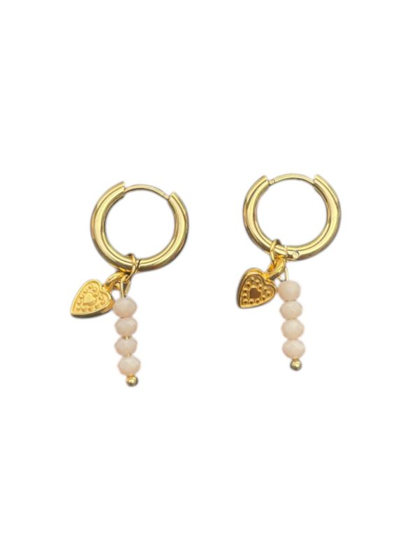 Dq Heart Hoops roze/zilver