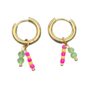 Stripe groen/geel/roze Hoops goud