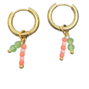 Stripe groen/paars/roze Hoops goud