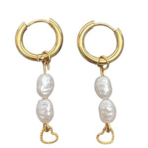 Big Pearl Hoops goud