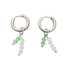 Pearl Hoops groen/wit zilver