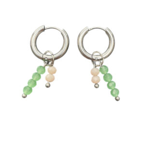 Pearl Hoops groen/roze zilver