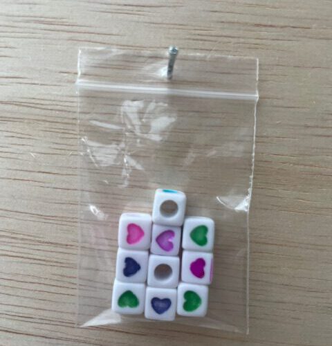 Acryl Blok Hartjes wit/gekleurd