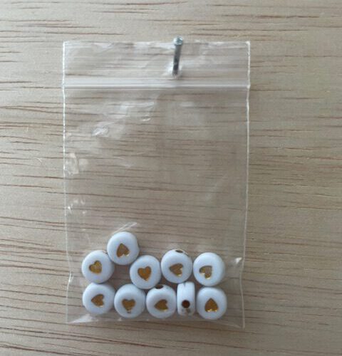 Acryl Hartjes wit/goud