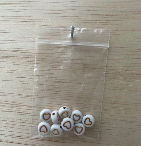 Acryl Hartjes wit/goud