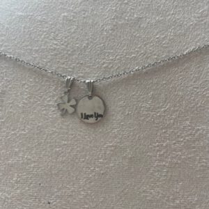 I Love You Klaver Ketting Zilver