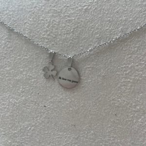 Ik hou van jouw Klaver Ketting Zilver