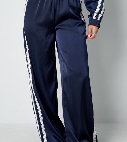 Lace Satijnen Broek navy