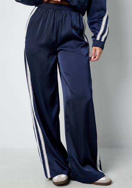 Satin Lace Pants navy TALL