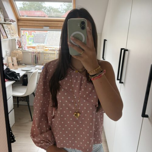 One Shoulder Polka Dots Top roze