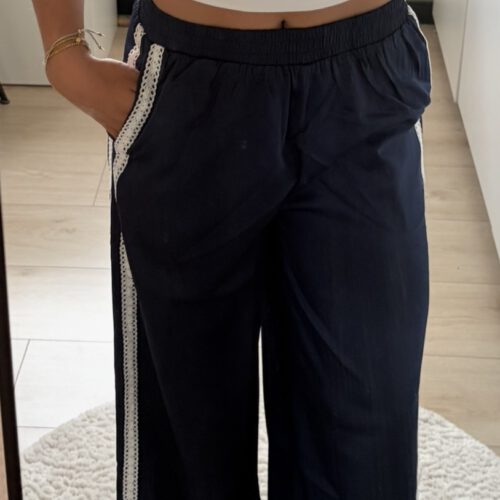 Satin Lace Pants navy TALL