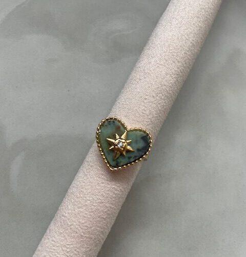 Marmble Heart Ring groen/goud