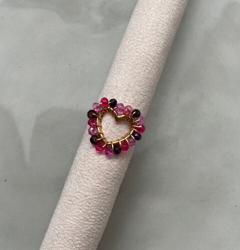 Hart Kralen Ring roze