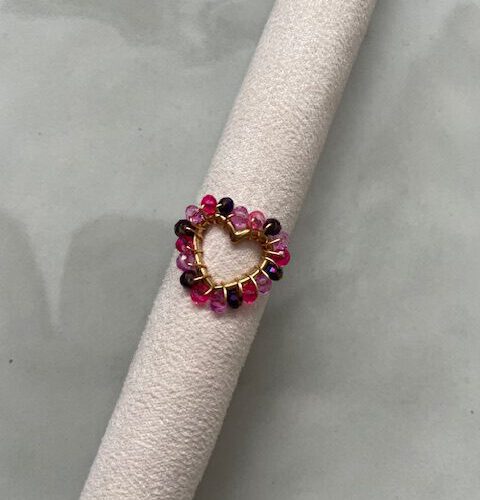 Hart Kralen Ring roze
