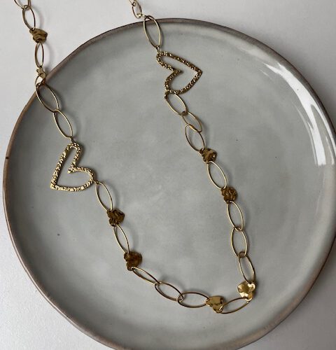 Chunky Hart Lange Ketting goud