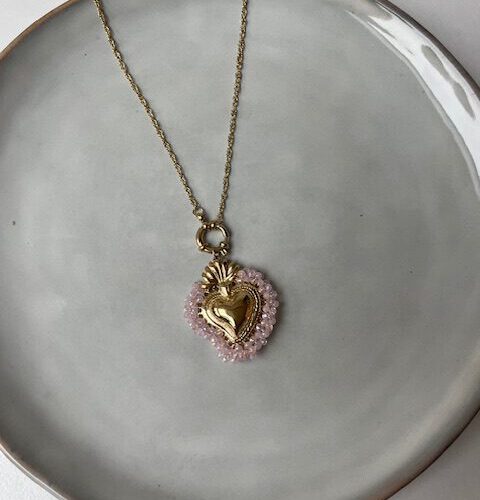 Big heart Ketting roze