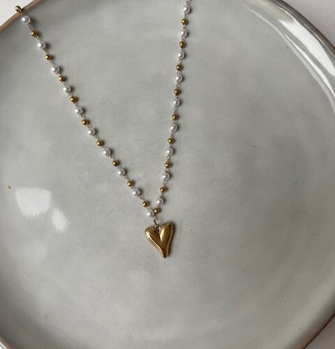 Pearl Heart Ketting goud