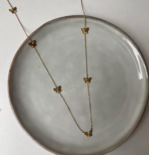 Lange Ketting Vlindertjes goud