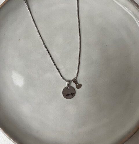I Love You Ketting Zilver