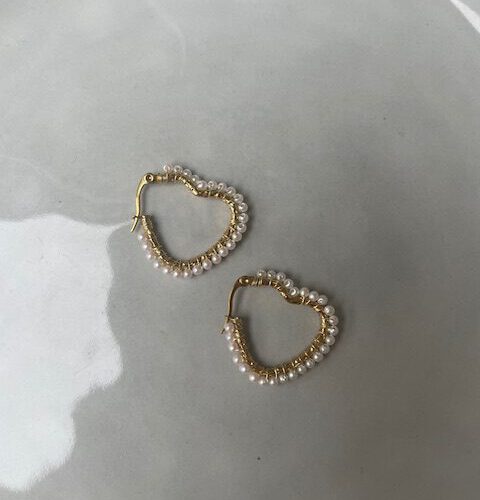 Heart Hoops met Parels goud