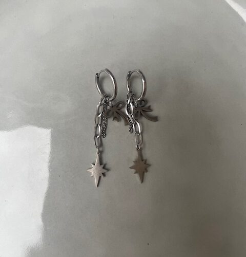 Bow Chain Oorbellen zilver