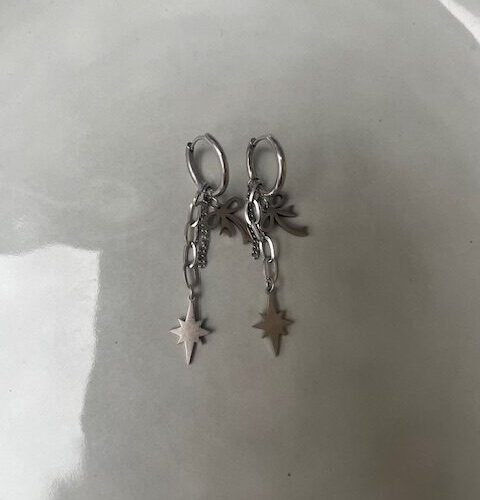 Bow Chain Oorbellen zilver