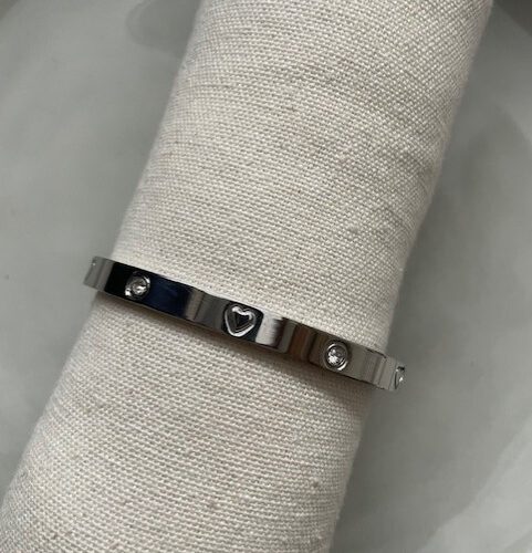 Hearts Click Bangle zilver