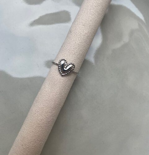 Structured Hart Ring zilver