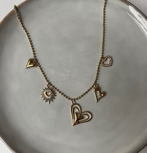 Luxe Hearts Ketting goud