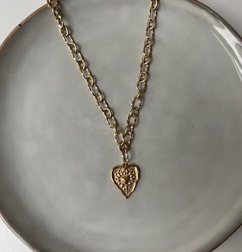 Chunky Heart Ketting goud