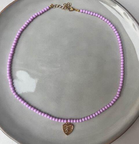 Bubble Ketting Small met Bedel lila/goud