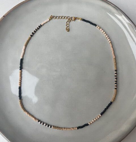Beads Ketting zwart/goud