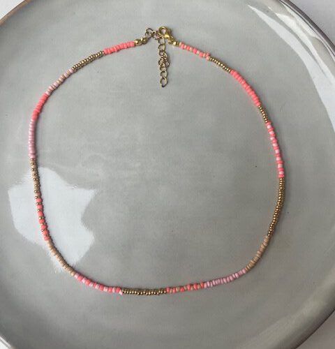 Beads Ketting roze/oranje