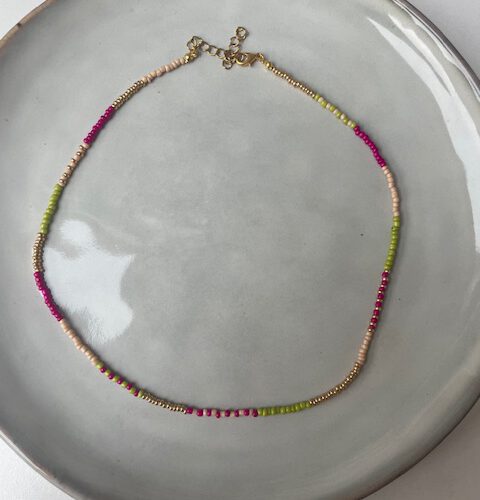 Beads Ketting groen/roze
