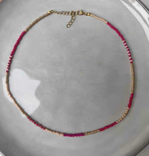 Beads Ketting bordeaux/roze