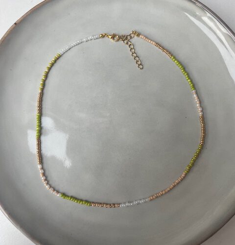 Beads Ketting wit/groen