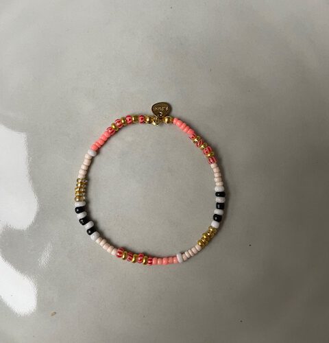 Stripe Beads Armband roze/goud