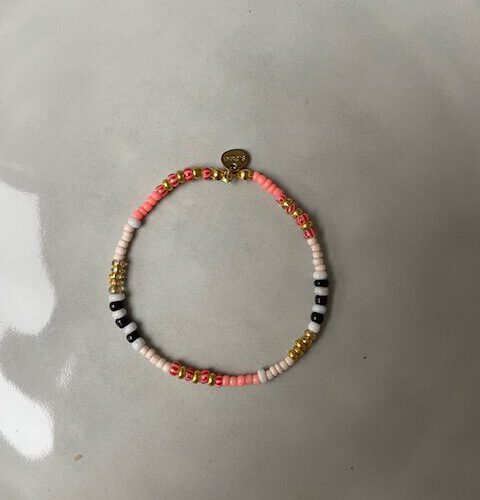 Stripe Beads Armband roze/goud