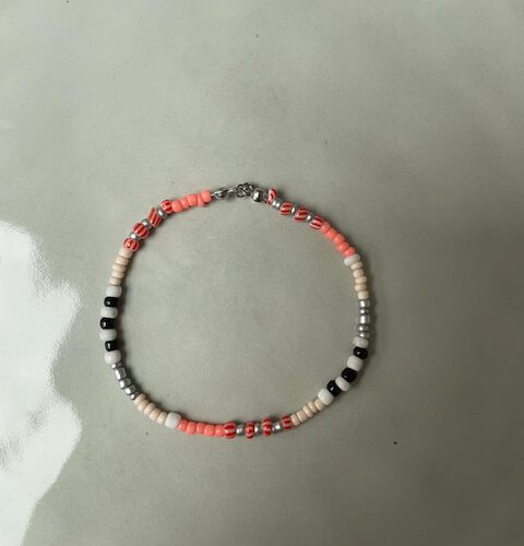 Stripe Beads Armband roze/zilver