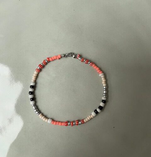 Stripe Beads Armband roze/zilver