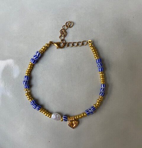 Beads Love Armband blauw/goud