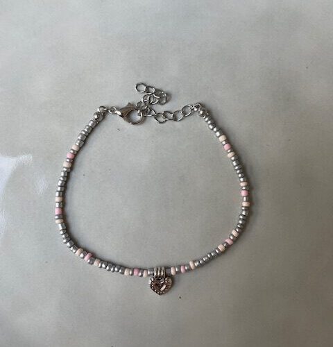 Beads Love Armband roze/zilver