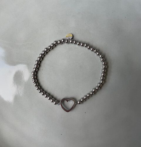 Beads heart Armband zilver