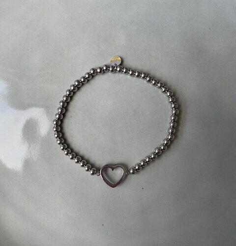 Beads heart Armband zilver