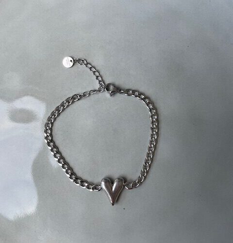Hart Schakelarmband zilver