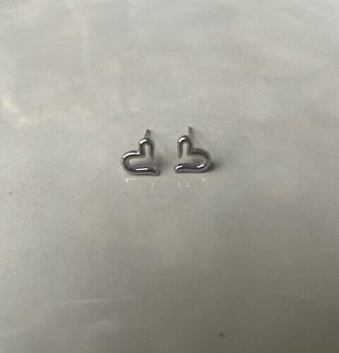 Open Hart Knopje zilver