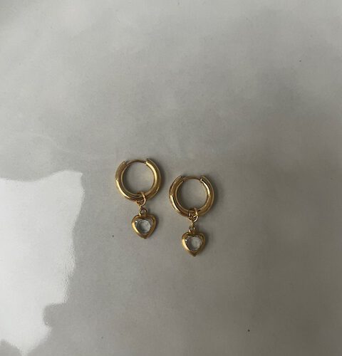 Sparkle Heart Hoops goud
