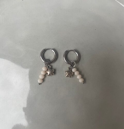 Candy Bubble Star Oorbellen beige/zilver