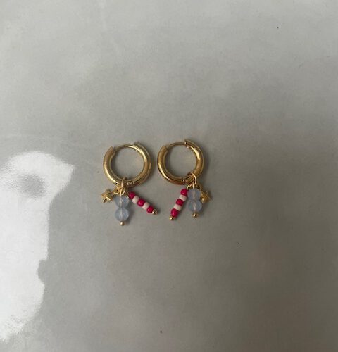 June Star Oorbellen blauw/goud