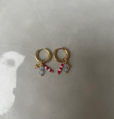June Star Oorbellen blauw/goud